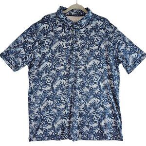 Maelreg Men's Performance Golf Polo Blue Palm Print Size XL